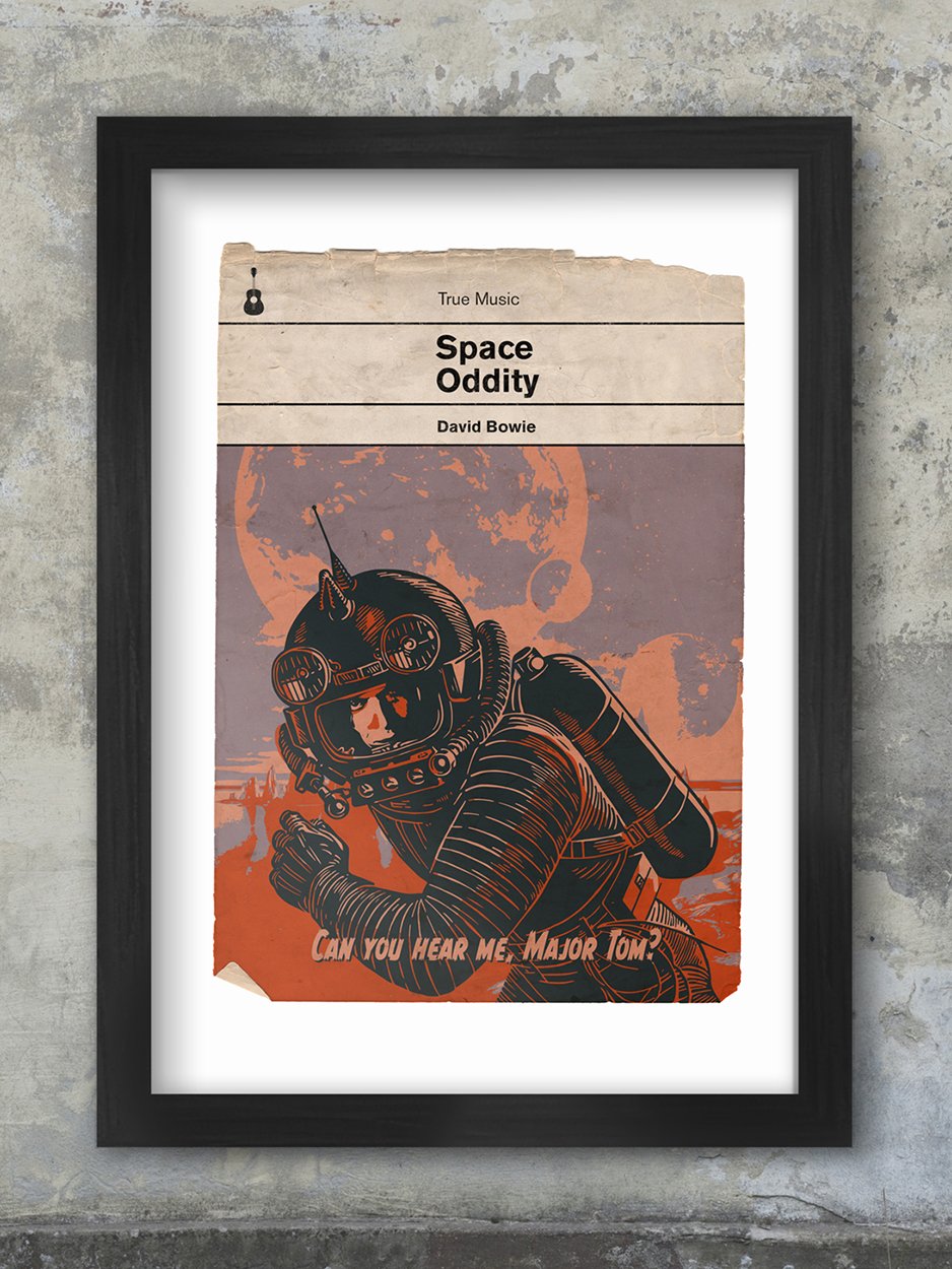 Space oddity - David Bowie Book Jacket Print. Inspired by the old retro Penguin book covers